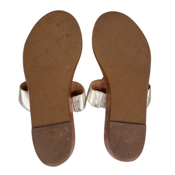 Jack Rogers Sandals Gold Thong Flip Flops Leather 5M - Picture 8 of 12
